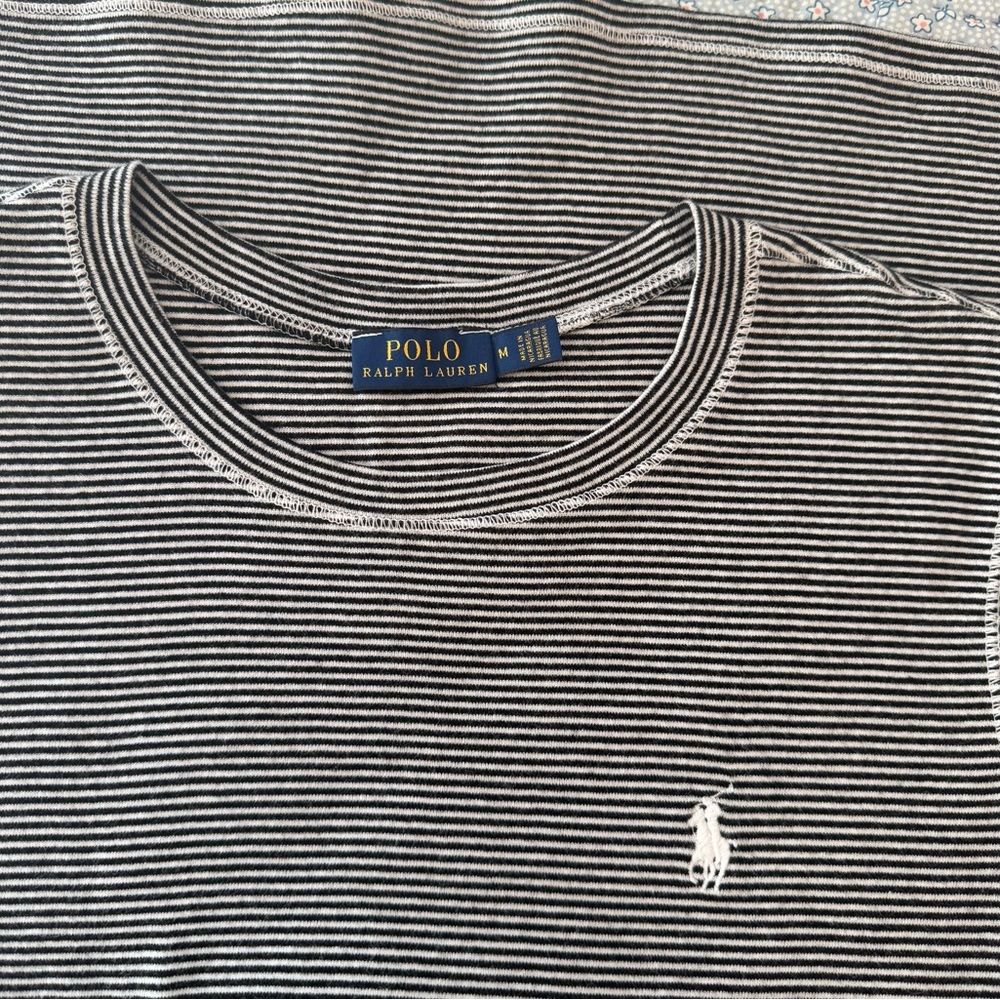 Polo by Ralph Lauren Black and White Striped Slim Fit T Shirt